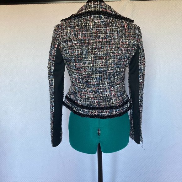 New York & Company Tweed Black Trim Multicolor Jacket With Silver Threads sz XS - Picture 3 of 13